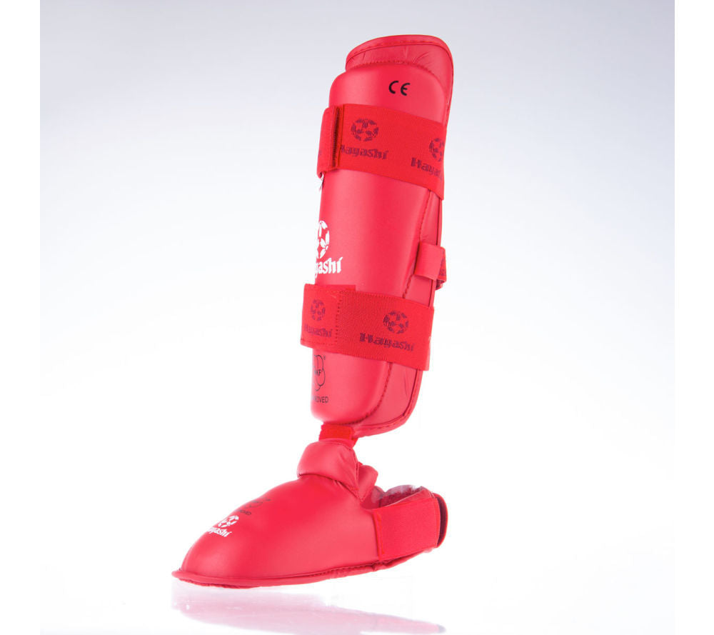 Protección para pies y espinillas Hayashi WKF - Rojo, 343-4