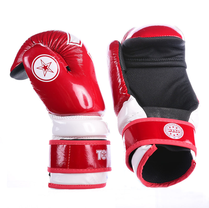 TOP TEN WAKO Glossy Red/White Pointfighter Open-Hand Gloves, 21656-4
