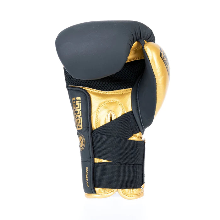 Fighter Boxing Gloves Secure Fit - black/gold