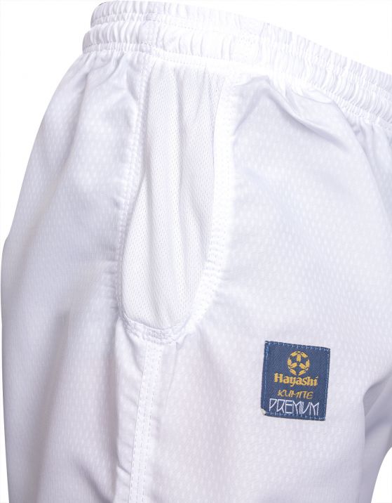Hayashi Karate-gi blanco PREMIUM KUMITE 100 % poliéster ultraligero, 0473-1