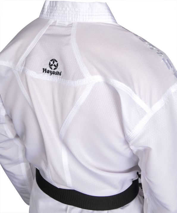 Hayashi Karate-gi blanco PREMIUM KUMITE 100 % poliéster ultraligero, 0473-1