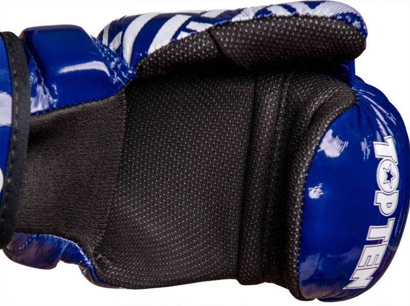 TOP TEN Glossy Blue/White Prism Pointfighter Open-Hand Gloves