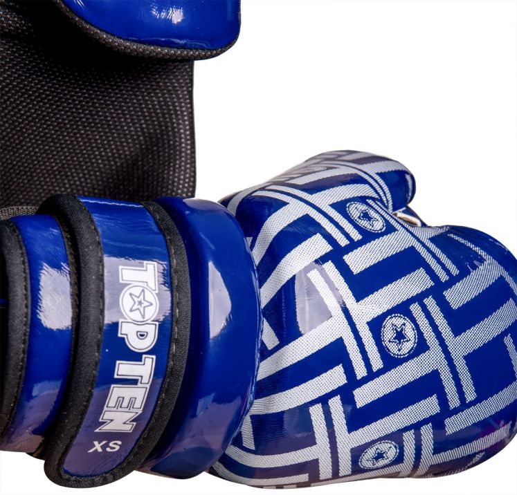 TOP TEN Glossy Blue/White Prism Pointfighter Open-Hand Gloves