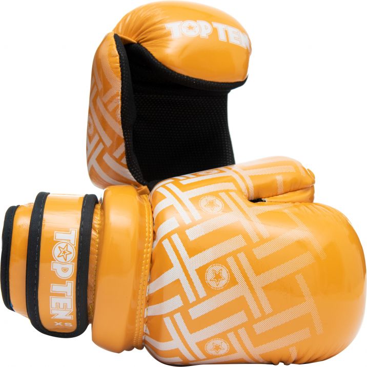 TOP TEN Glossy yellow/black Prism Pointfighter Open-Hand Gloves