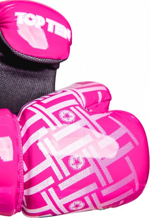 TOP TEN Glossy Pink/White Prism Pointfighter Open-Hand Gloves