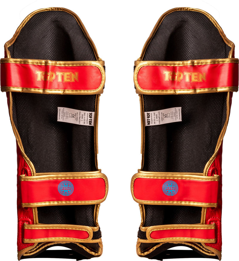 TOP TEN Shin and Instep Guard “Lowkick” WAKO - red, 32194-4