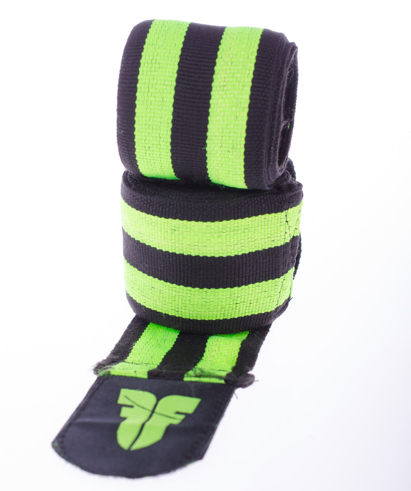 Fighter Black/Green striped Polycotton Handwraps, BAND F GREEN